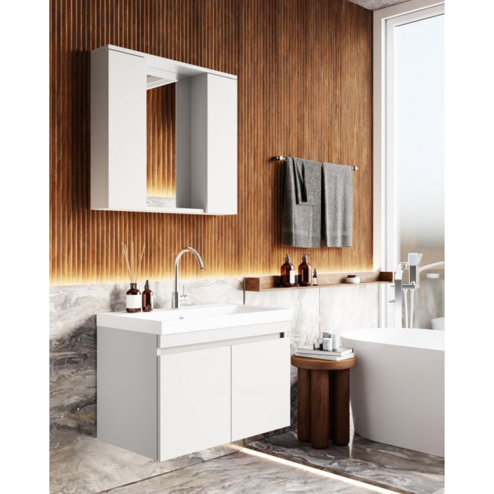 Karen Banyo Koza Banyo Dolabi Seti, 80 Cm Beyaz, Lavabo Dahil Banyo Dolabı / Mobilyası Fiyatı