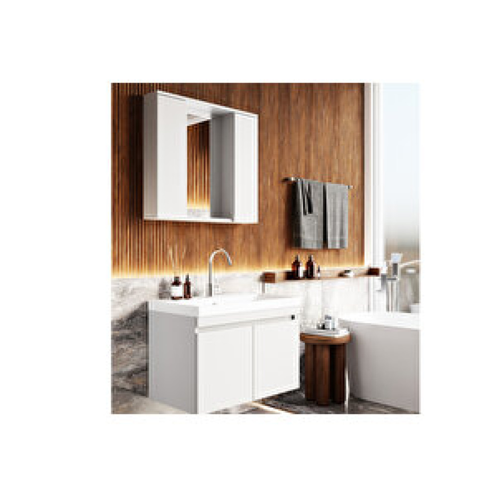 Karen Banyo Koza Banyo Dolabı Seti 80 Cm Beyaz Lavabo Dahil, Lavabolu.. 80 cm Banyo Dolabı / Mobilyası Fiyatı