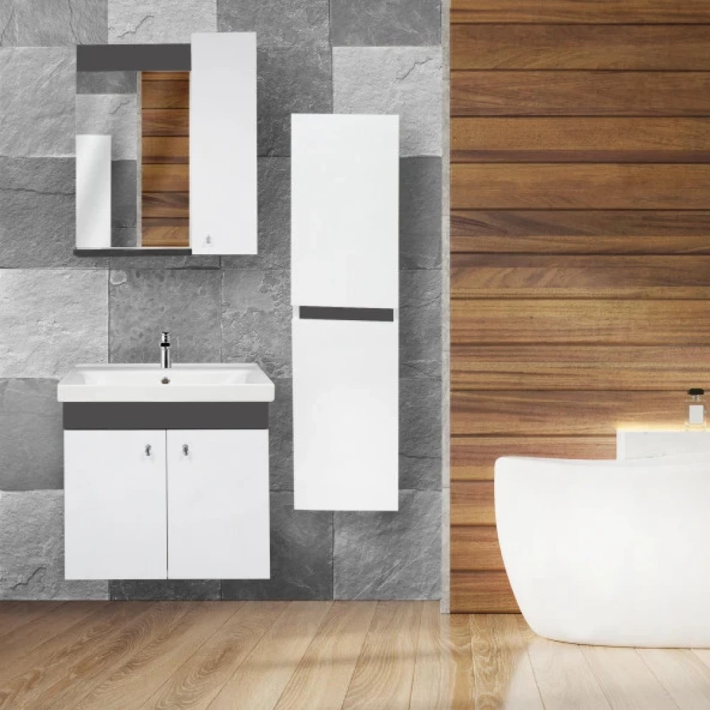 Karen Banyo New Bahar 60 Cm Lavabolu Banyo Dolabi Boy Dolabi Hediyeli Banyo Dolabı / Mobilyası Fiyatı