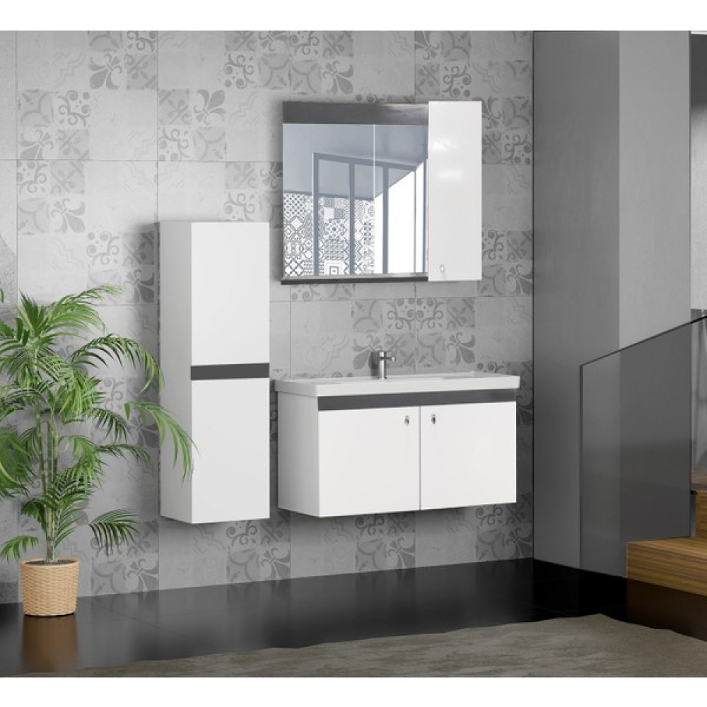 Karen Banyo New Bahar 80 cm Banyo Dolabı Boy Dolaplı - Yok - Gri Banyo Dolabı / Mobilyası Fiyatı