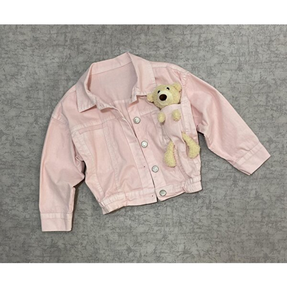 Karia Kids Kız Çocuk Ayıcık Detaylı Pembe Kot Ceket Kız Çocuk Mont Fiyatı