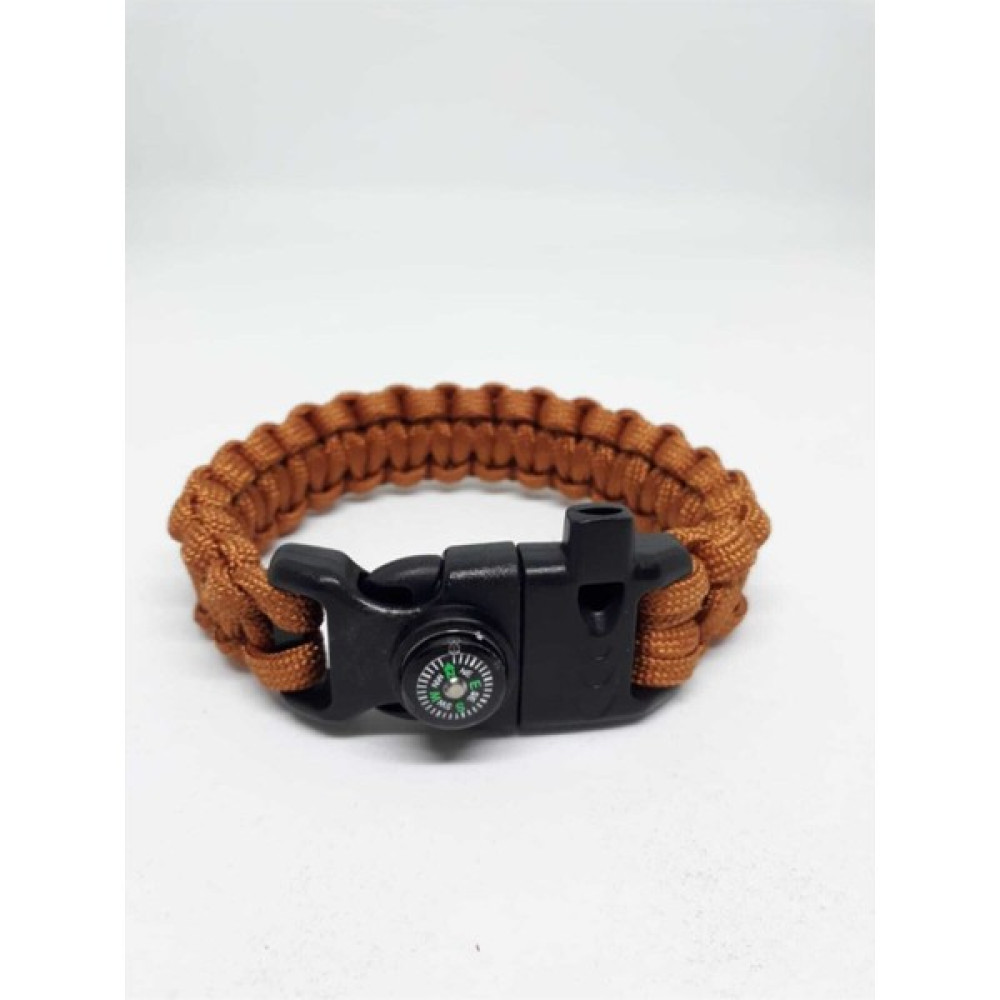 Karışık Renkli Paracord Survival Bileklik (Bıçak, Pusula, Ateş Başlatıcı Magnezyum ve Ikaz Düdüğü) - Standart - Kahverengi Oto Boyaları Fiyatı