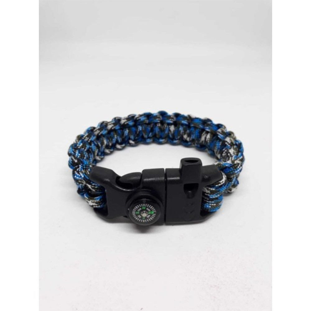 Karışık Renkli Paracord Survival Bileklik (Bıçak, Pusula, Ateş Başlatıcı Magnezyum ve Ikaz Düdüğü) - Standart - Mavi Oto Boyaları Fiyatı
