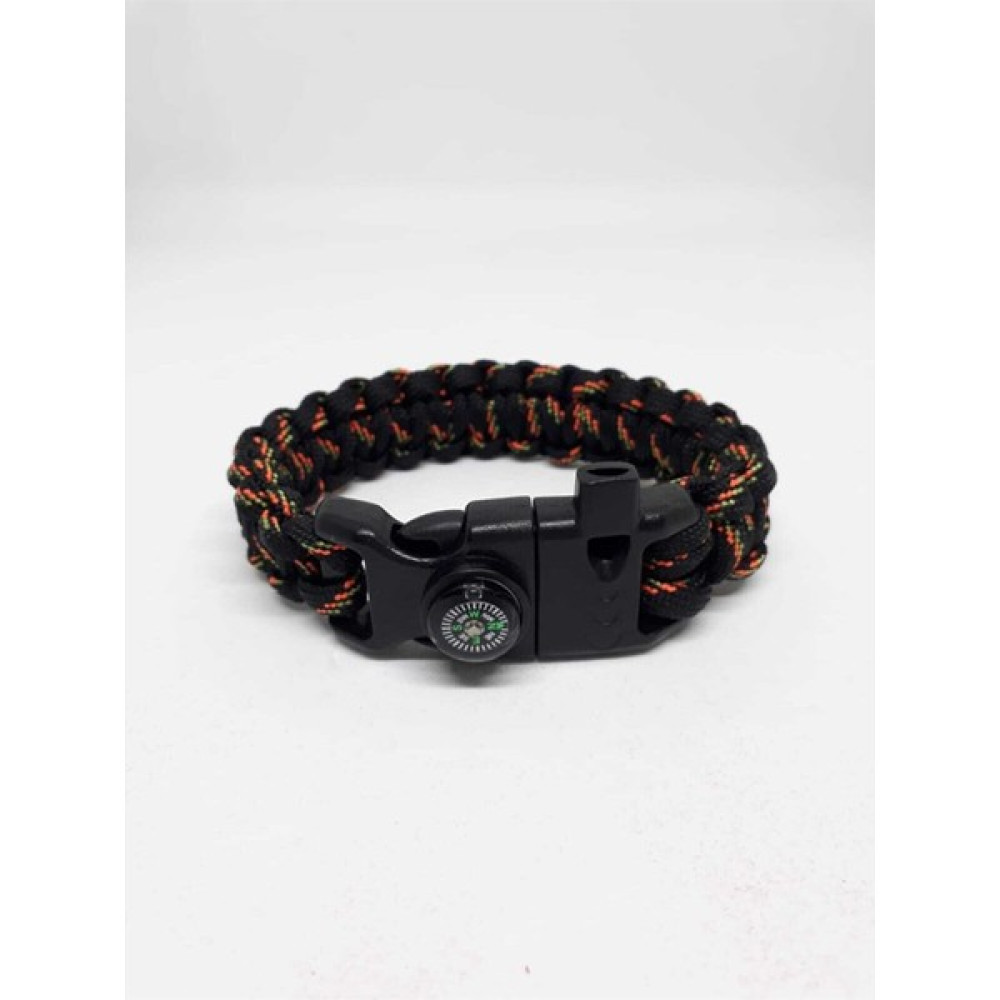 Karışık Renkli Paracord Survival Bileklik (Bıçak, Pusula, Ateş Başlatıcı Magnezyum ve Ikaz Düdüğü) - Standart - Siyah Oto Boyaları Fiyatı