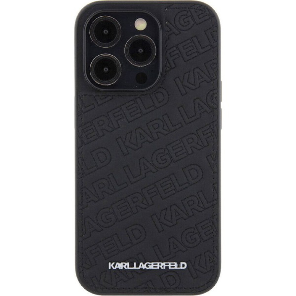 KARL LAGERFELD Apple iPhone 15 Pro Max Karl Lagerfeld Lisanslı Metal Yazı Logolu Dikişli Logo Kapitone Siyah Cep Telefonu Kılıfı Fiyatı