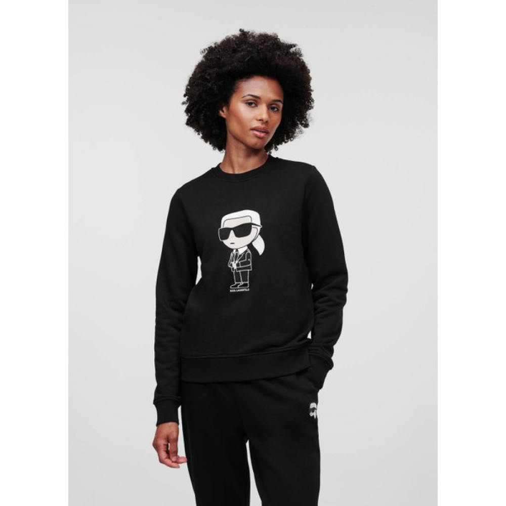 Karl Lagerfeld Bisiklet Yaka Baskılı Siyah Kadın Sweatshırt 230W1800 Bayan Sweatshirt Fiyatı