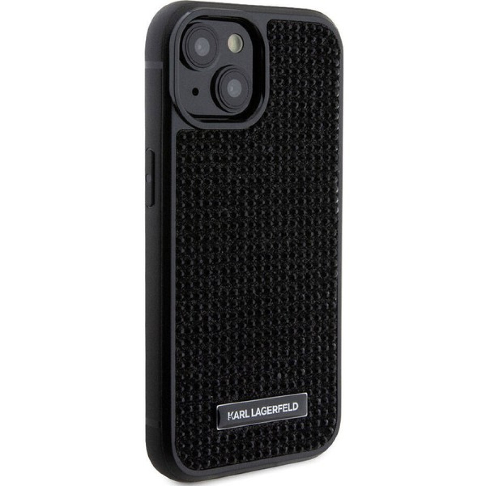 KARL LAGERFELD iPhone 15 Plus Uyumlu Kılıf Karl Lagerfeld Taşlı Metal Logo Orjinal Lisanslı Kapak Siyah Cep Telefonu Kılıfı Fiyatı
