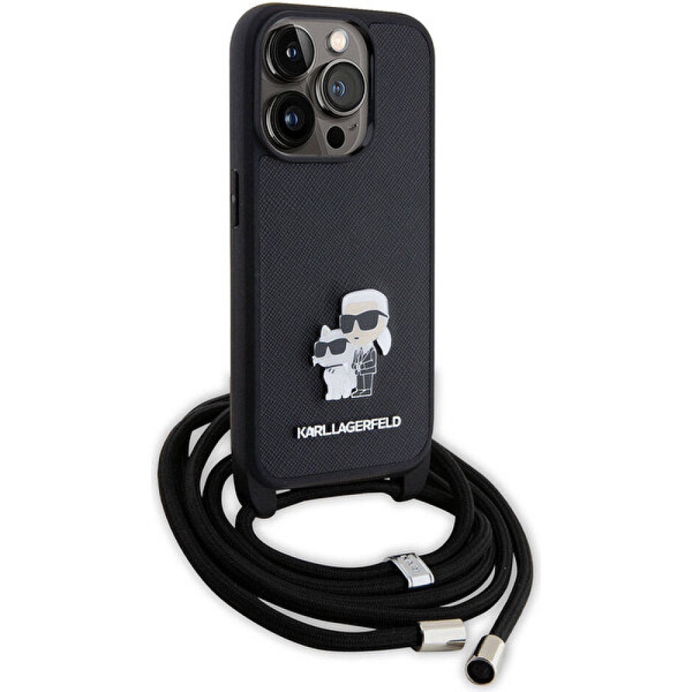 KARL LAGERFELD iPhone 15 Pro Max Uyumlu Kılıf Karl Lagerfeld Askı Ipli K&c Metal Logo Orjinal Lisanslı Kapak Siyah Cep Telefonu Kılıfı Fiyatı