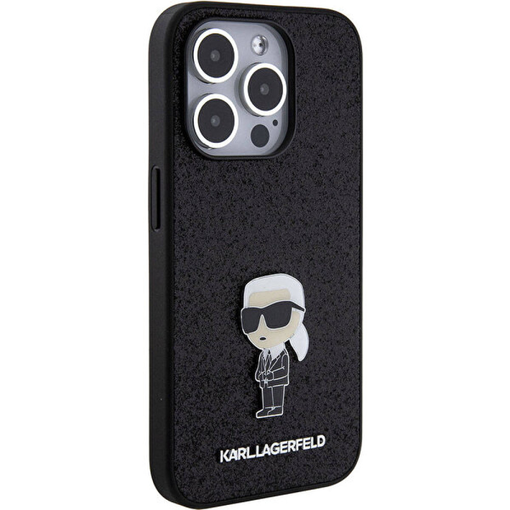 KARL LAGERFELD iPhone 15 Pro Max Uyumlu Kılıf Karl Lagerfeld Ikonik Fixed Glitter Metal Logo Orjinal Lisanslı Siyah Cep Telefonu Kılıfı Fiyatı