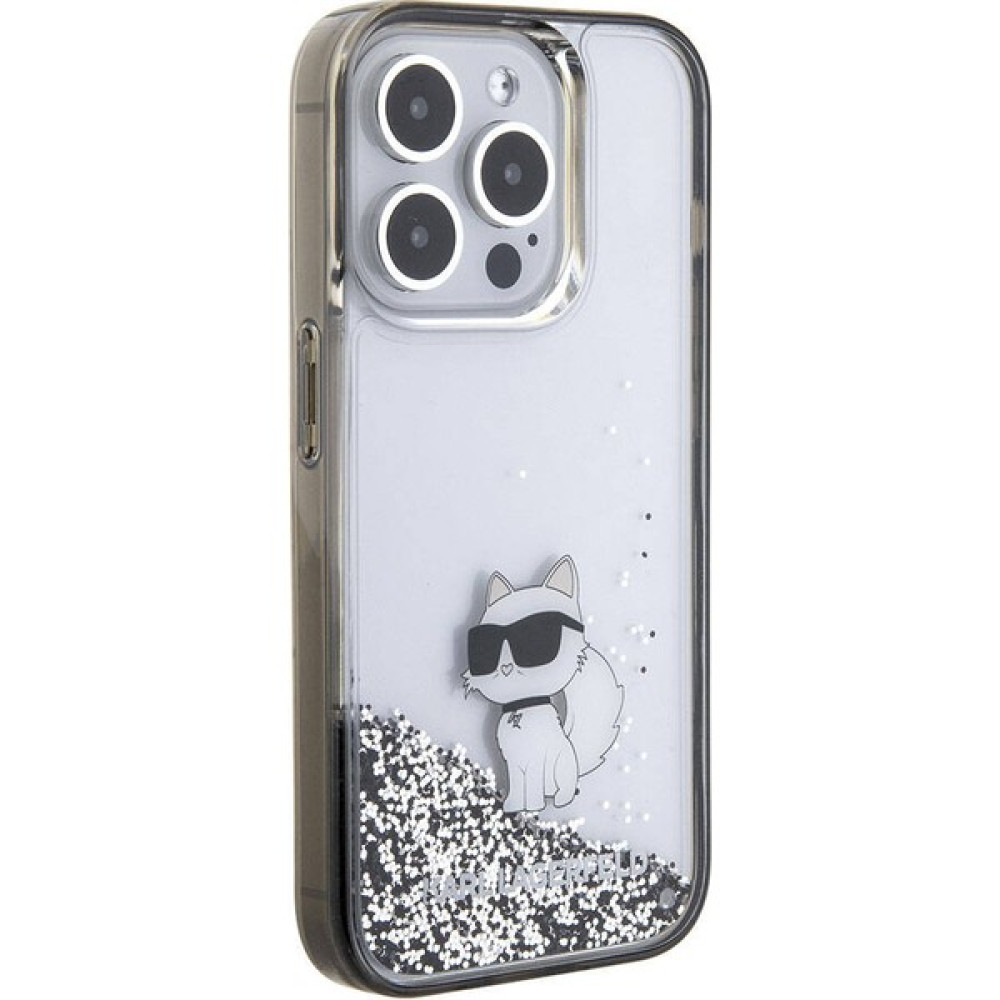 KARL LAGERFELD iPhone 15 Pro Uyumlu Kılıf Karl Lagerfeld Choupette Sıvılı Glitter Orjinal Lisanslı Kapak Şeffaf Cep Telefonu Kılıfı Fiyatı