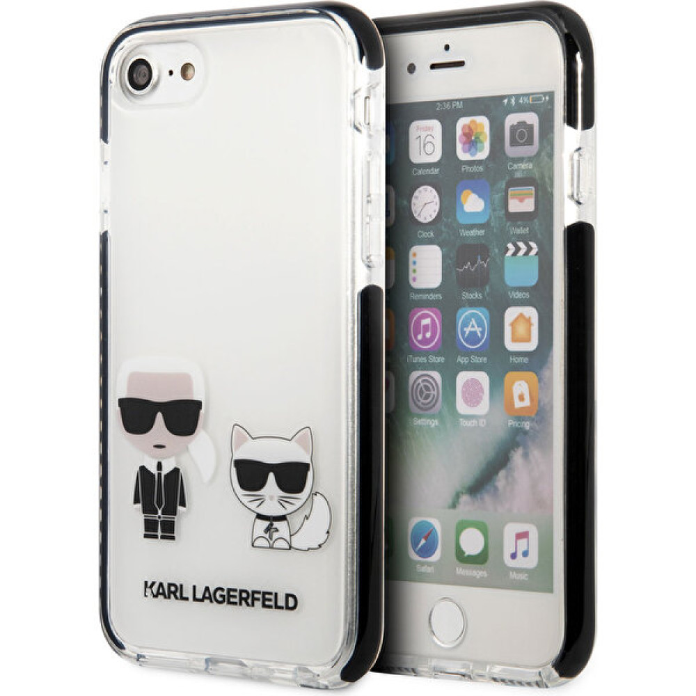 KARL LAGERFELD iPhone Se 2022 Uyumlu Kılıf Karl Lagerfeld Kenarları Siyah Silikon K&c Dizayn Kapak - Beyaz Cep Telefonu Kılıfı Fiyatı