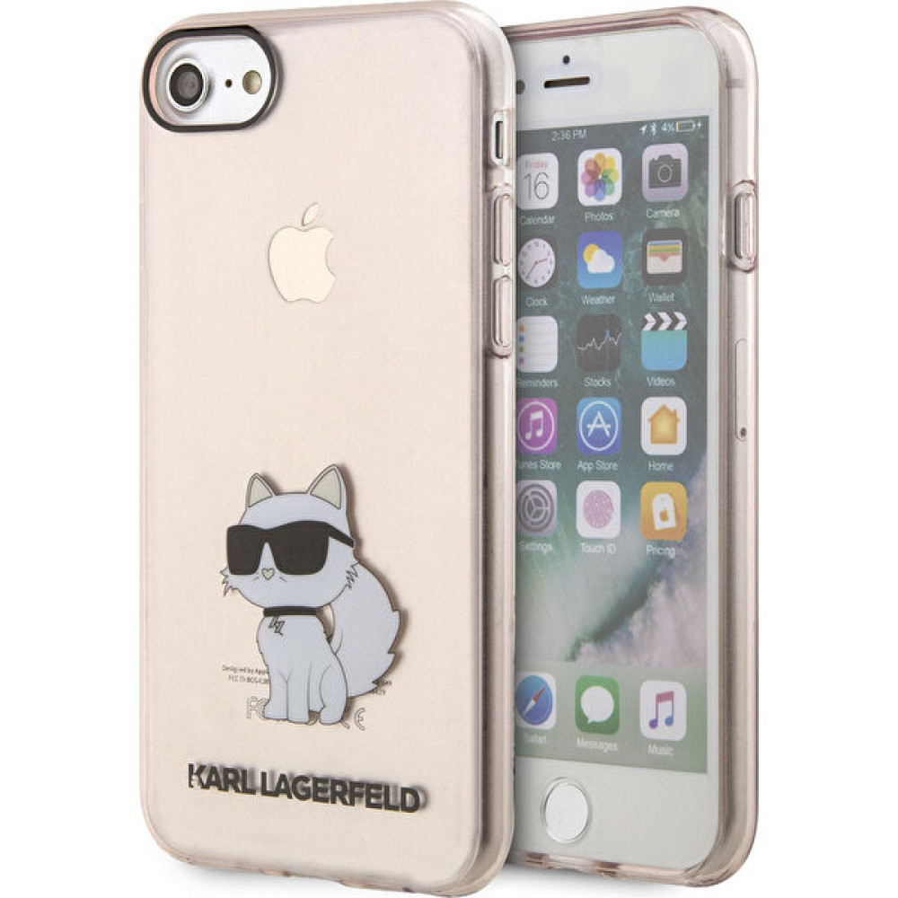 KARL LAGERFELD iPhone Se 2022 Uyumlu Kılıf Karl Lagerfeld Transparan Choupette Dizayn Kapak - Pembe Cep Telefonu Kılıfı Fiyatı