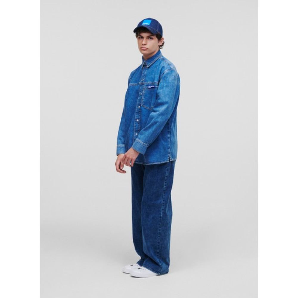 Karl Lagerfeld Jeans Normal Mavi Erkek Denim Gömlek 231D1602_KLJ Regular Denım Shırt Erkek Gömlek Fiyatı