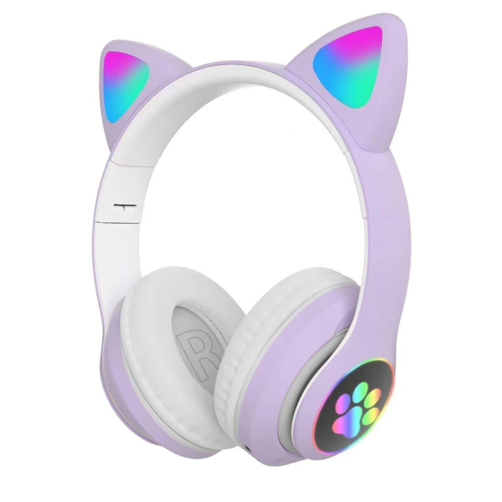 Karler Bass Lila Kedi Kulağı Detaylı Kablosuz Rengarenk Işıklı Buetooth Rgb Çocuk Oyuncu Kulaklık Kulak Üstü Kulaklık Fiyatı
