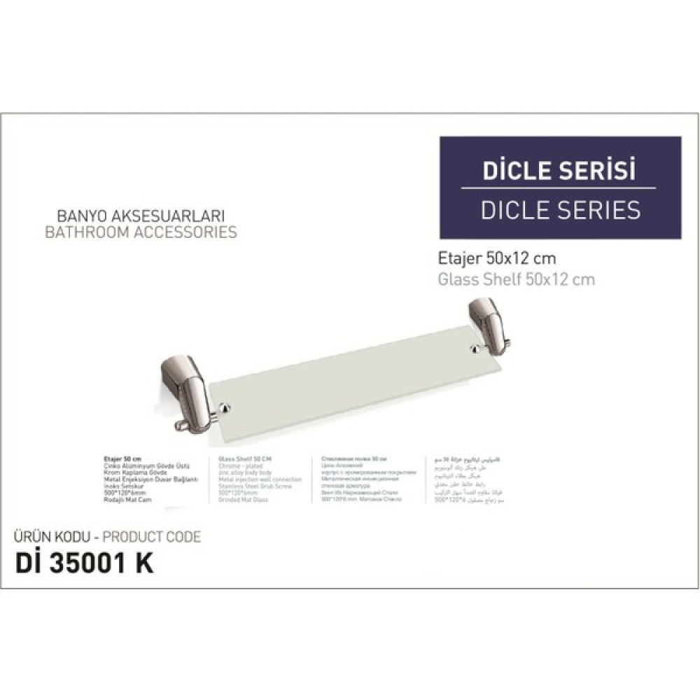 Karlim Dicle Krom Etajer 50 cm * 12 cm Di 35001-K Banyo Aksesuarları Fiyatı