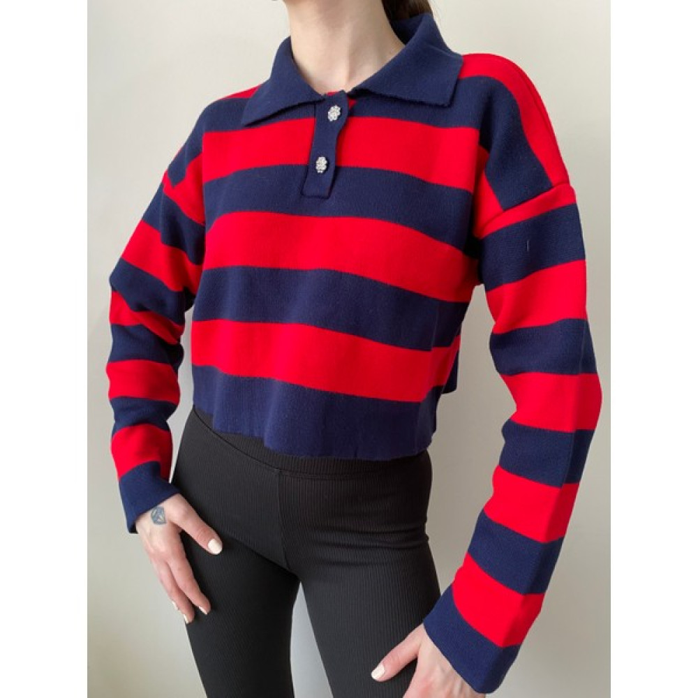 Karma Collection Polo Yaka Çizgili Kazak Bayan Kazak & Süveter & Triko Fiyatı