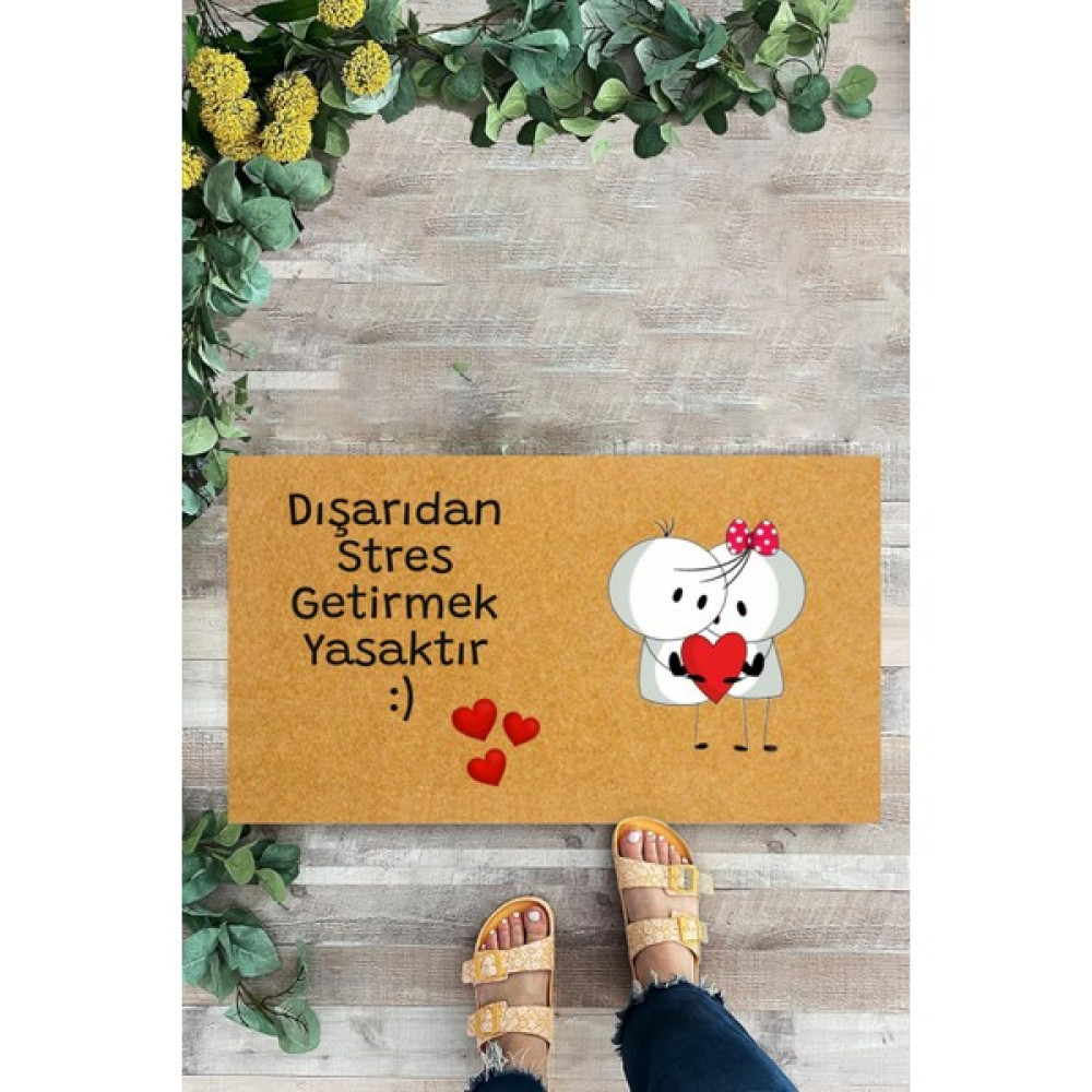 Karmat Dışarıdan Stres Getirmek Yasaktır, Yazılı Paspas, Desenli Kapı Önü Paspası - 45 x 70 Araca Özel Paspaslar Fiyatı