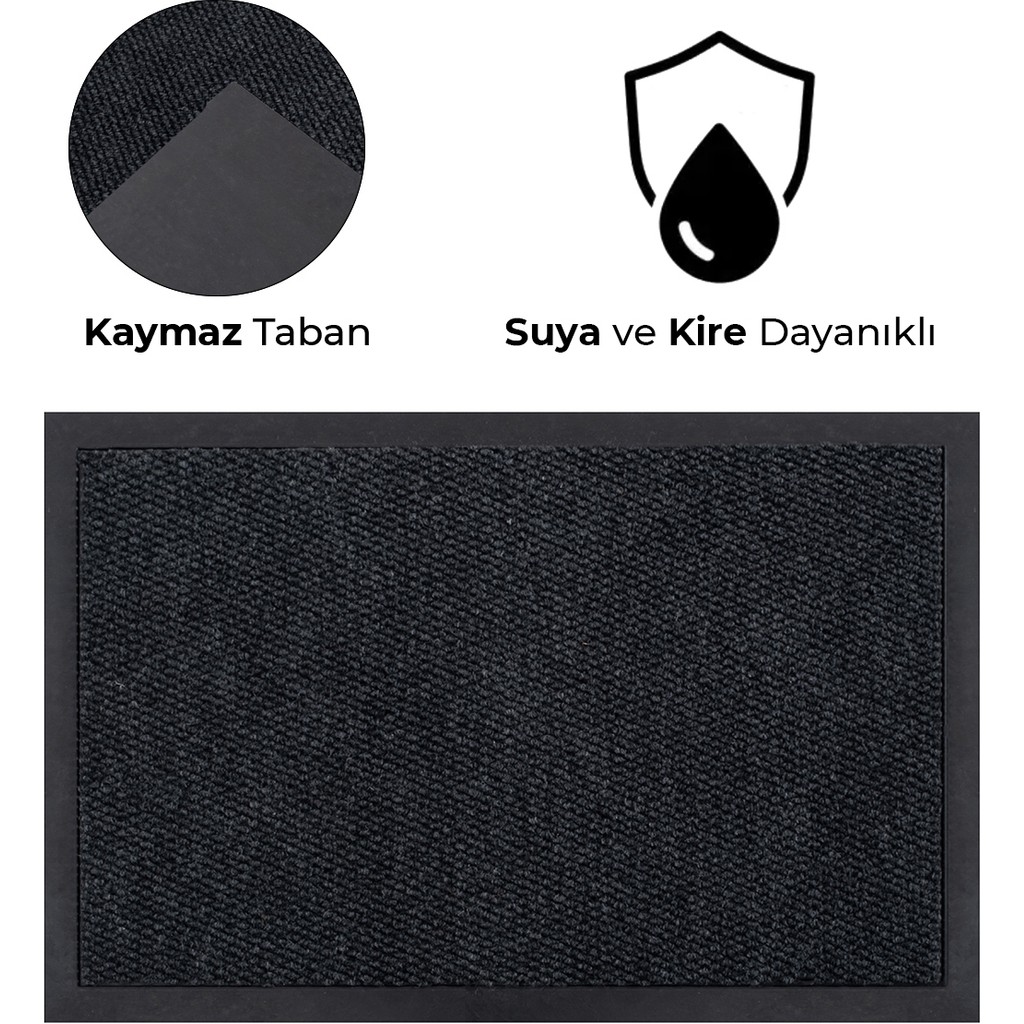 Karmat Nem Alıcı Toz Alıcı Kaymaz Taban Paspas, Iç ve Dış Mekan Paspası, Kapı Önü Paspası, Havuzlu Paspas - Siyah - 45 x 70 cm Araca Özel Paspaslar Fiyatı