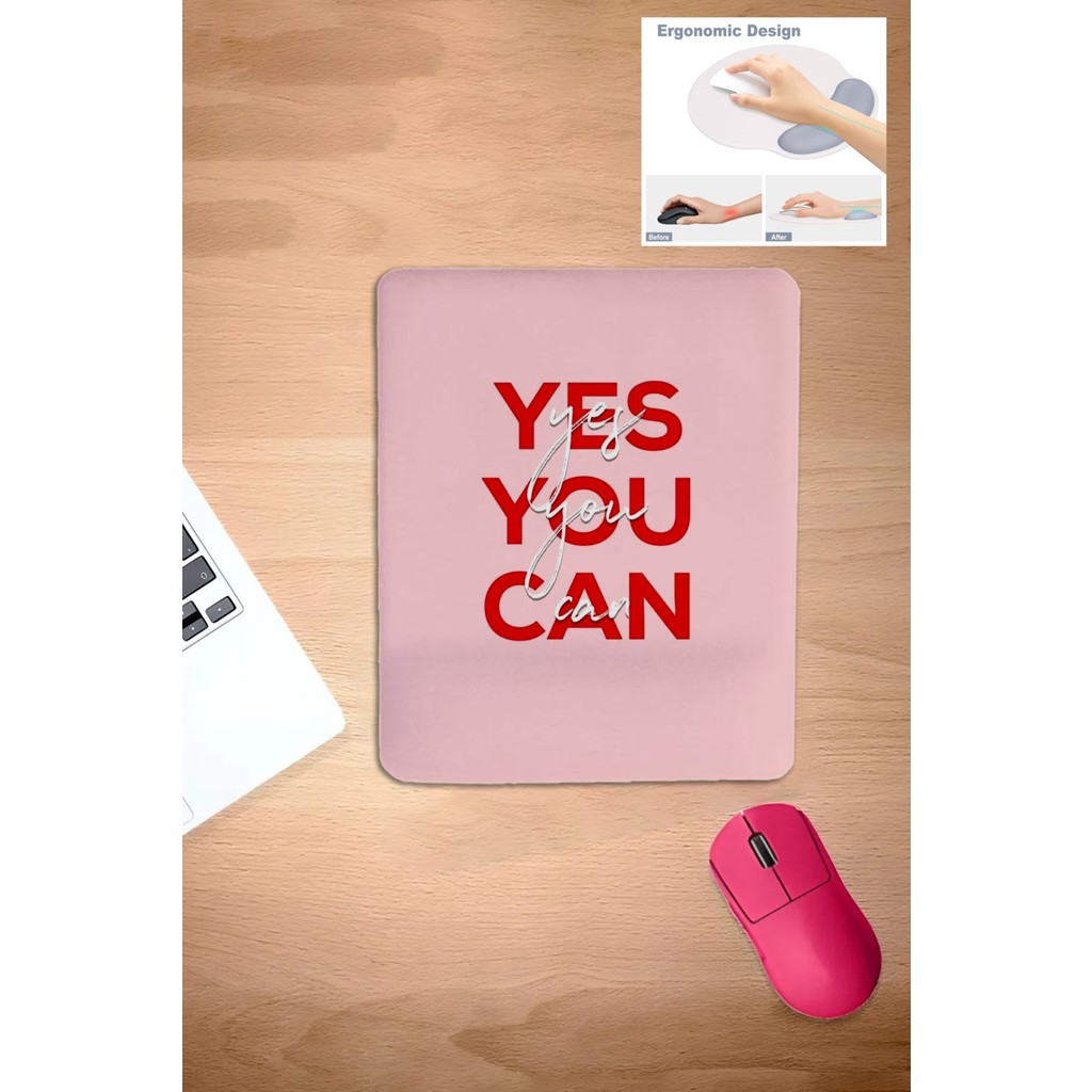 Karmat Yes You Can, Kare, Pembe Mouse Pad, Bilek Destekli, Bilgisayar Laptop Aksesuarı Dizüstü Bilgisayar Fiyatı