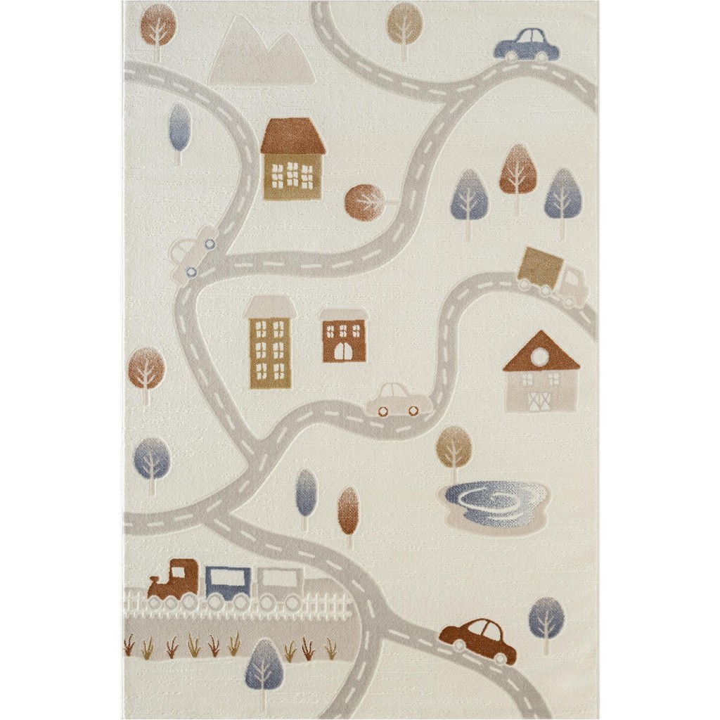 Karmen Halı Icon Kids IC012R Krem Renk Akrilik Trafik Yolu Desenli Çocuk Odası Halısı - 120 x 180 cm SSD / Solid State Drive Fiyatı