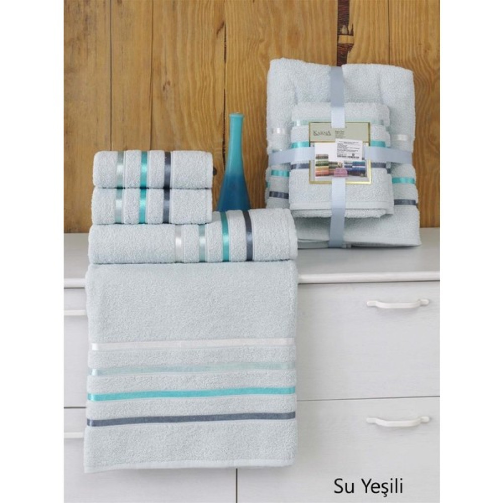 Karna Home Bale 4'lü Pamuk Havlu Seti - 70 x 140 cm - Turkuaz El / Yüz Havlusu Fiyatı
