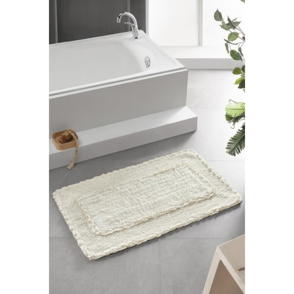 Karna Home Karel Kenarı El Işlemeli Banyo Paspası 50X80 cm - Krem Klozet Takımı Fiyatı