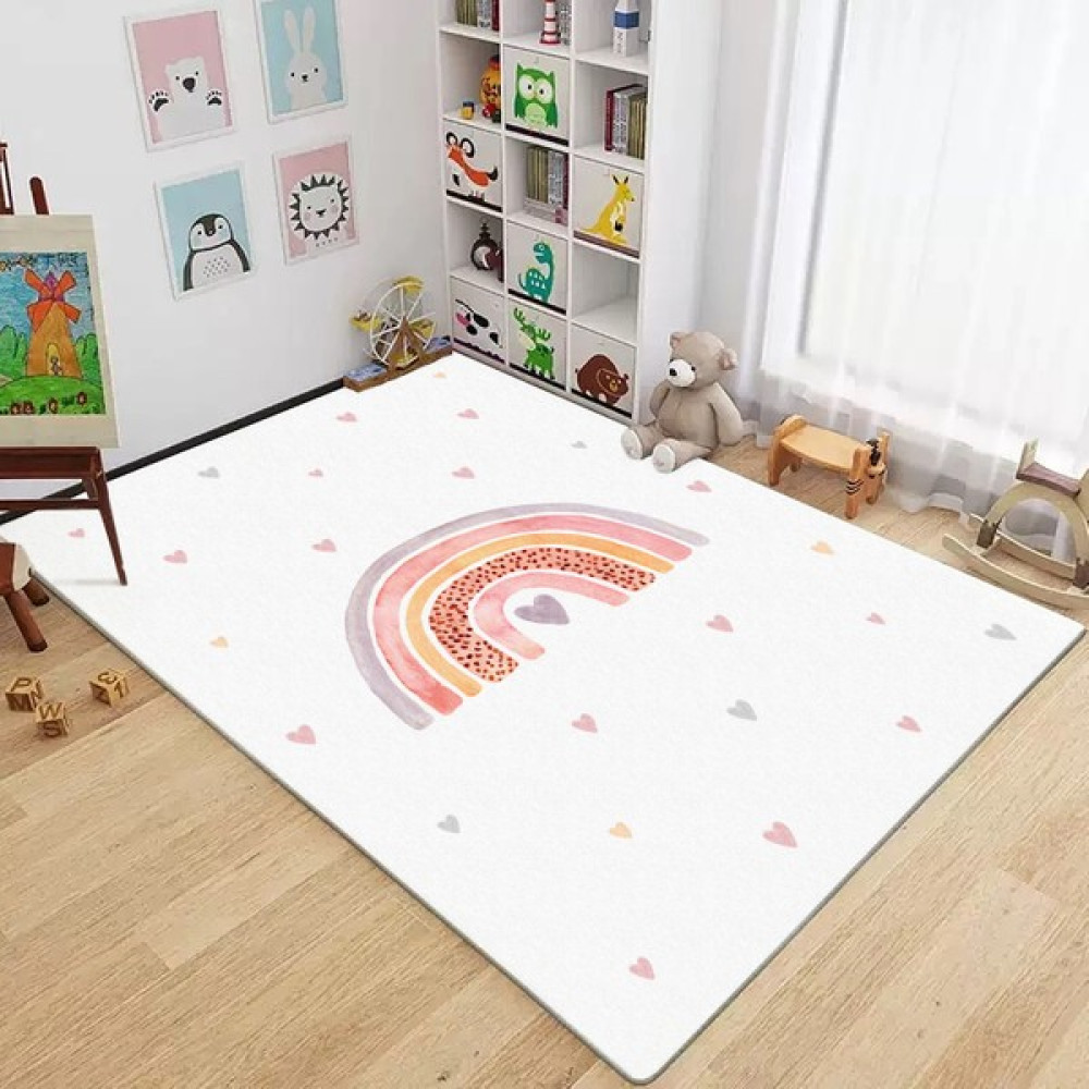 Karnaval Suluboya Gökkuşağu Çocuk Odası Halısı 150 x 200 cm - Pembe Bebek Odası Halı Fiyatı