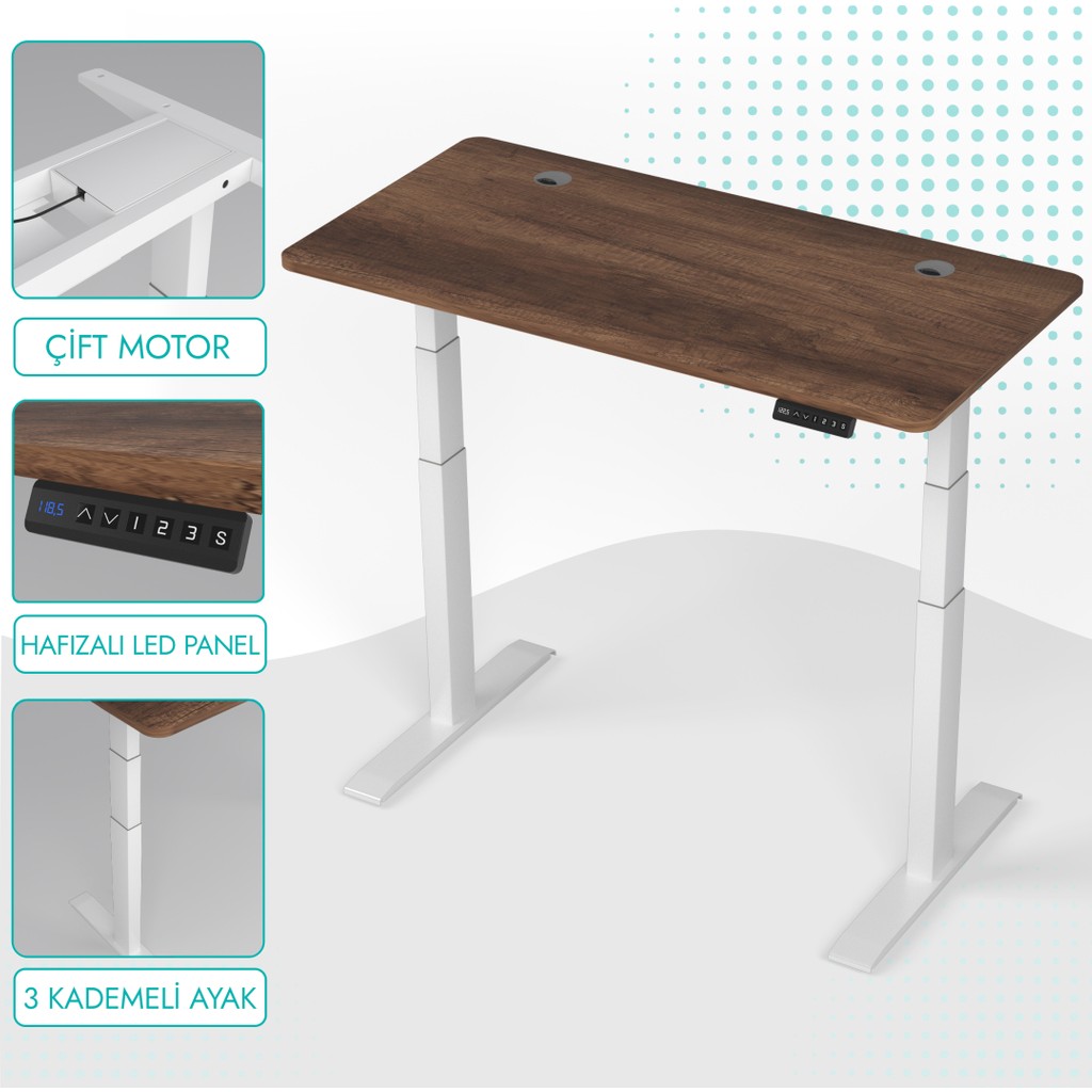 Karr Office O-Flex Duo Çift Motorlu Elektrikli Yükseklik Ayarlı Masa - 160x80 - Barok Ofis Çalışma Masası Fiyatı