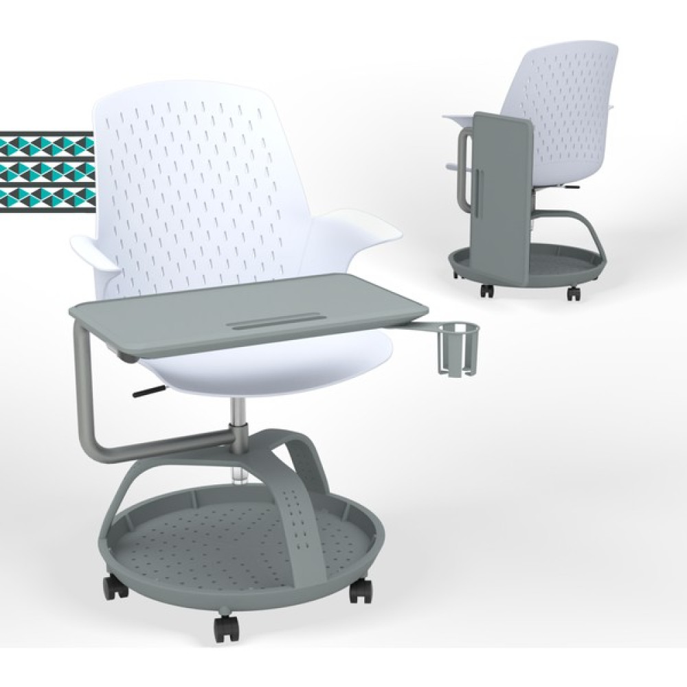 Karr Office Sona 360 Yazı Tablalı Mobil Eğitim Sandalyesi - Beyaz Ofis Koltukları Fiyatı