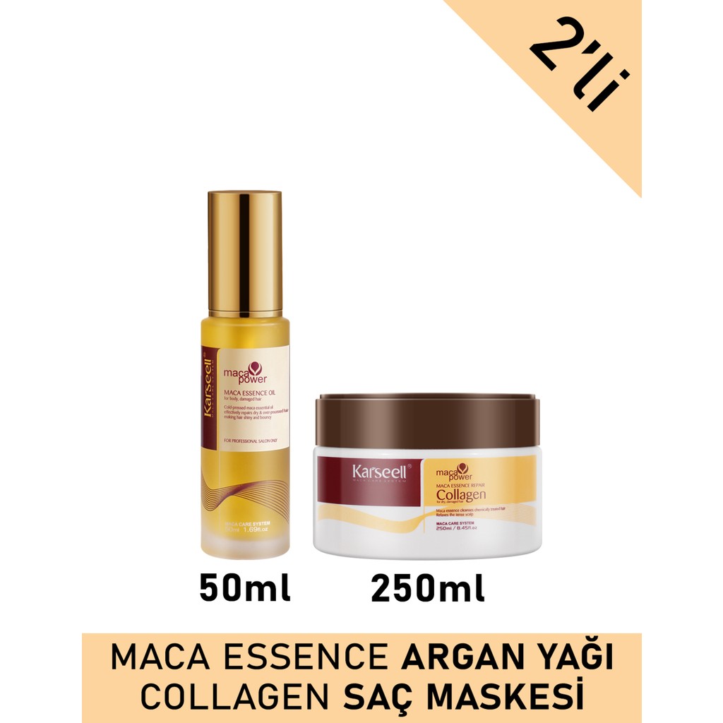 Karseell 250 ml Maca Özü Onarıcı Kolajen Saç Maskesi ve 50 ml Argan Yağı Unisex Kullanım İçin Saç Bakım Maskeleri & Serumlar & Spreyler Fiyatı