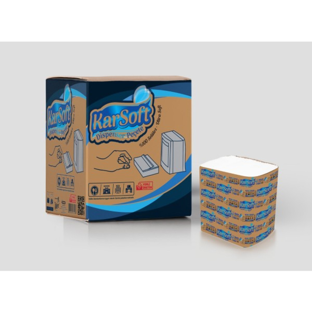 Karsoft Dispenser Masa Peçetesi 150 Adet* 18 Paket - Beyaz Peçete Fiyatı