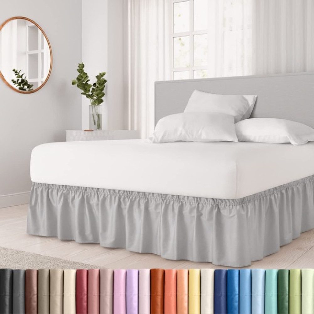 Karsu Home Karsuhome Baza Fırfırı / Baza Eteği Tek Kişilik - 100 x 200 cm - Gri Yatak Örtüsü Fiyatı