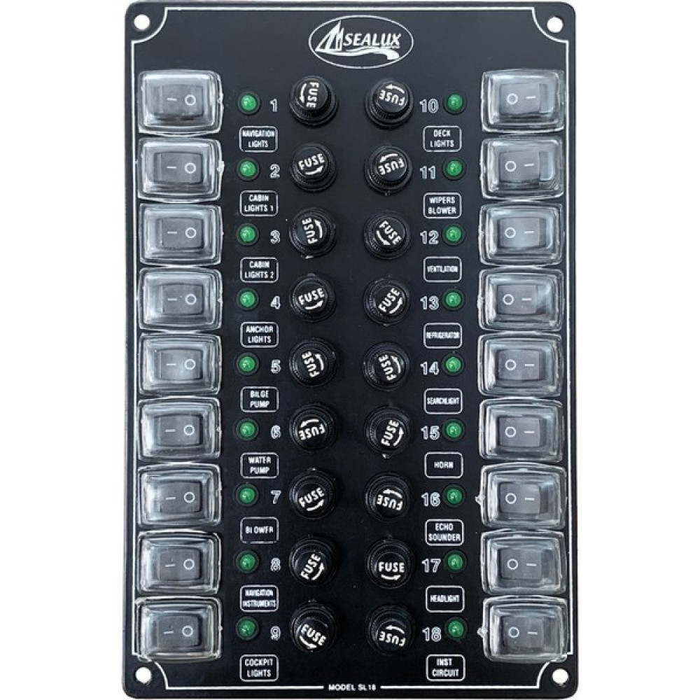 Kartal Marin Sealux 18 Anahtarlı Switch Panel 12-24v Sigorta Paneli148X230 mm Oto Elektroniği Fiyatı