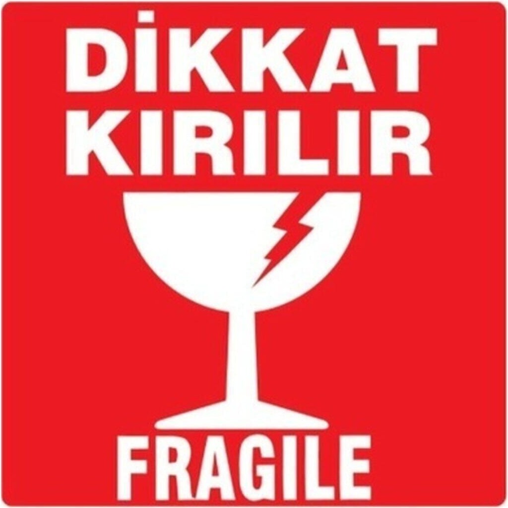 Kartallar Etiket Dikkat Kırılır Etiketi 100 x 100 500 Adet 1 Rulo - Kırmızı - Beyaz Diğer Fiyatı