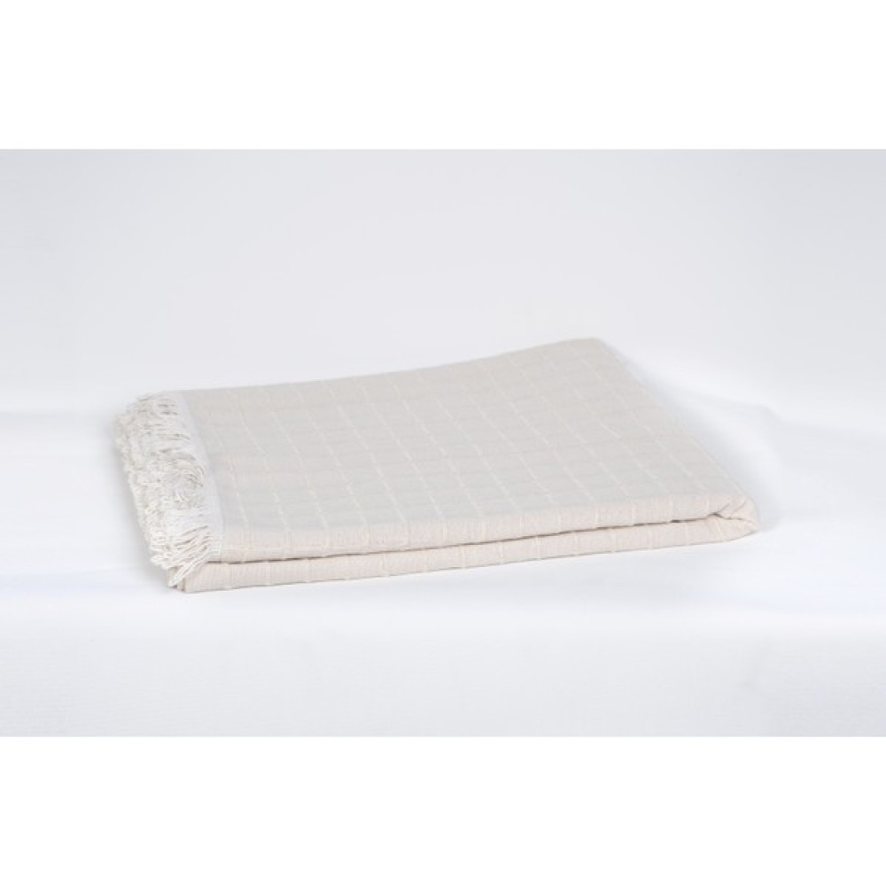 Kartex Küçük Kareli Buldan İşi Koltuk Çekyat Örtüsü - %100 Pamuklu - 180 x 220 cm - Krem Koltuk & Kanepe Örtüsü Fiyatı