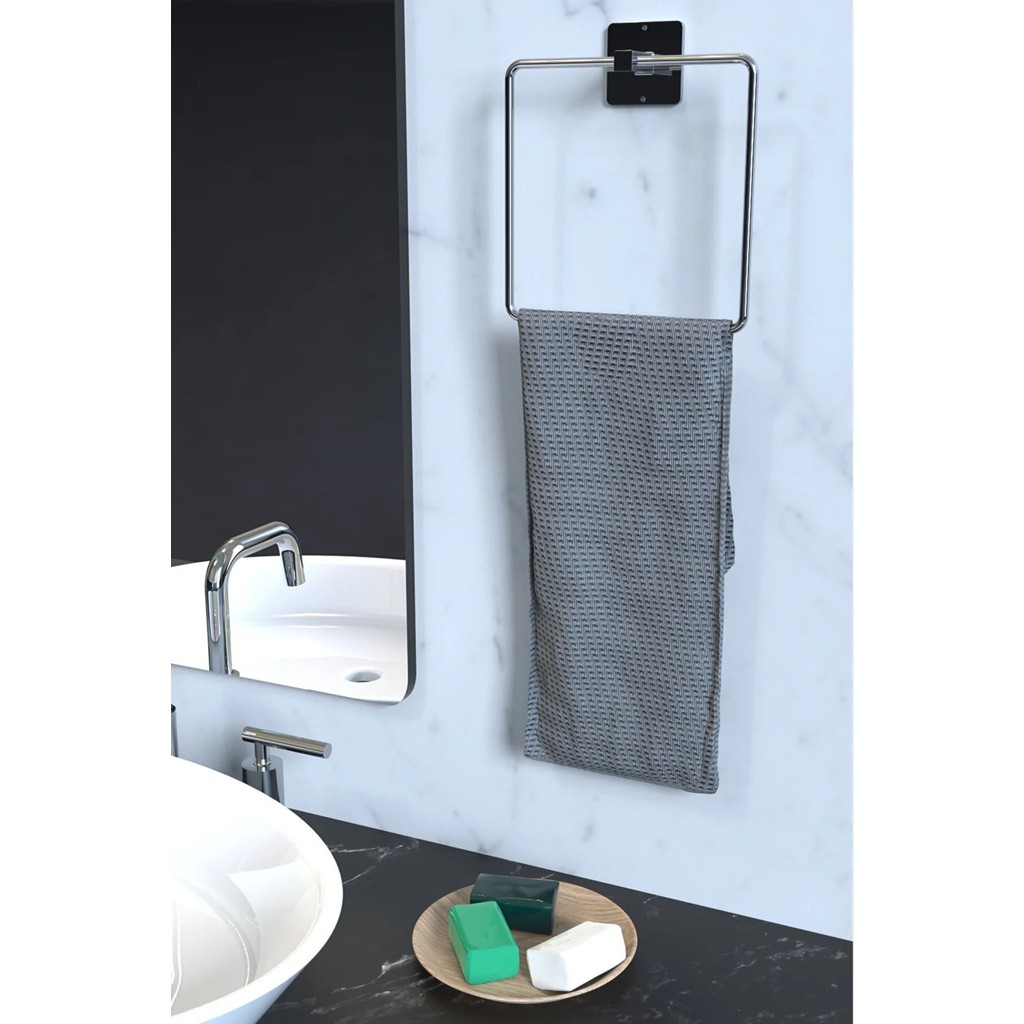 Karteya Kare Yapışkanlı Gümüş Kare Havluluk Banyo Havlu Kare Pratik Askılık El / Yüz Havlusu Fiyatı