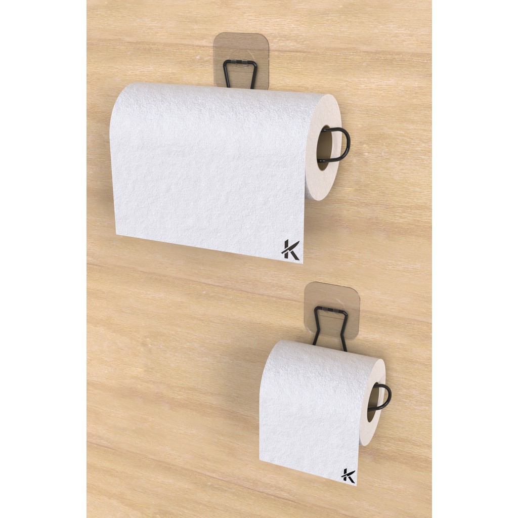 Karteya Sticker Yapışkanlı Dekoratif Rulo Havlu Tutacağı Şık Banyo Mutfak Tezgah Aksesuarı Rulo Havluluk ve Wclik 2''li Set - Siyah El / Yüz Havlusu Fiyatı