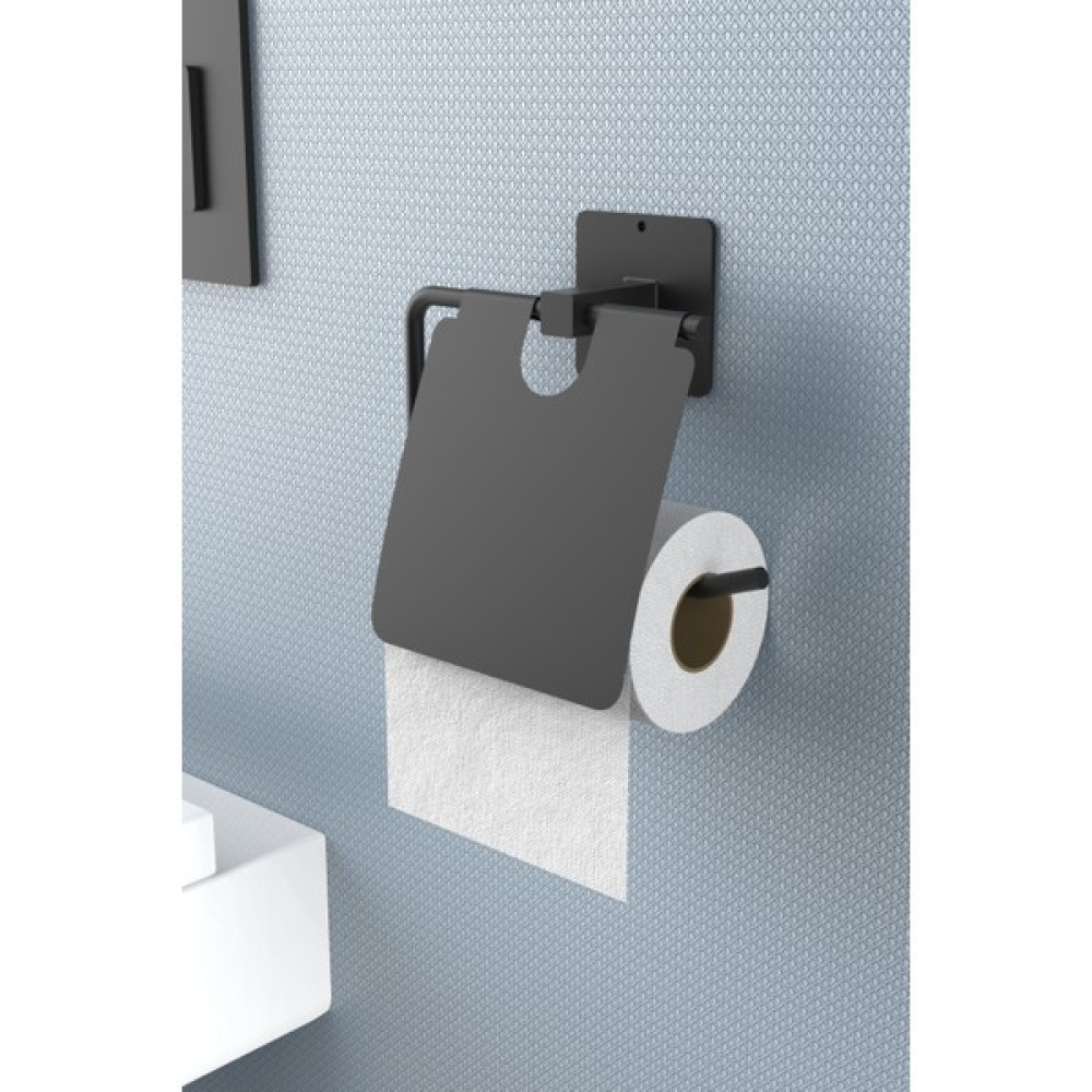 Karteya Yapışkanlı Kapaklı Tuvalet Kağıdı Tutacağı/tuvalet Wc Kağıtlık - Siyah Tuvalet Kağıtlığı Fiyatı