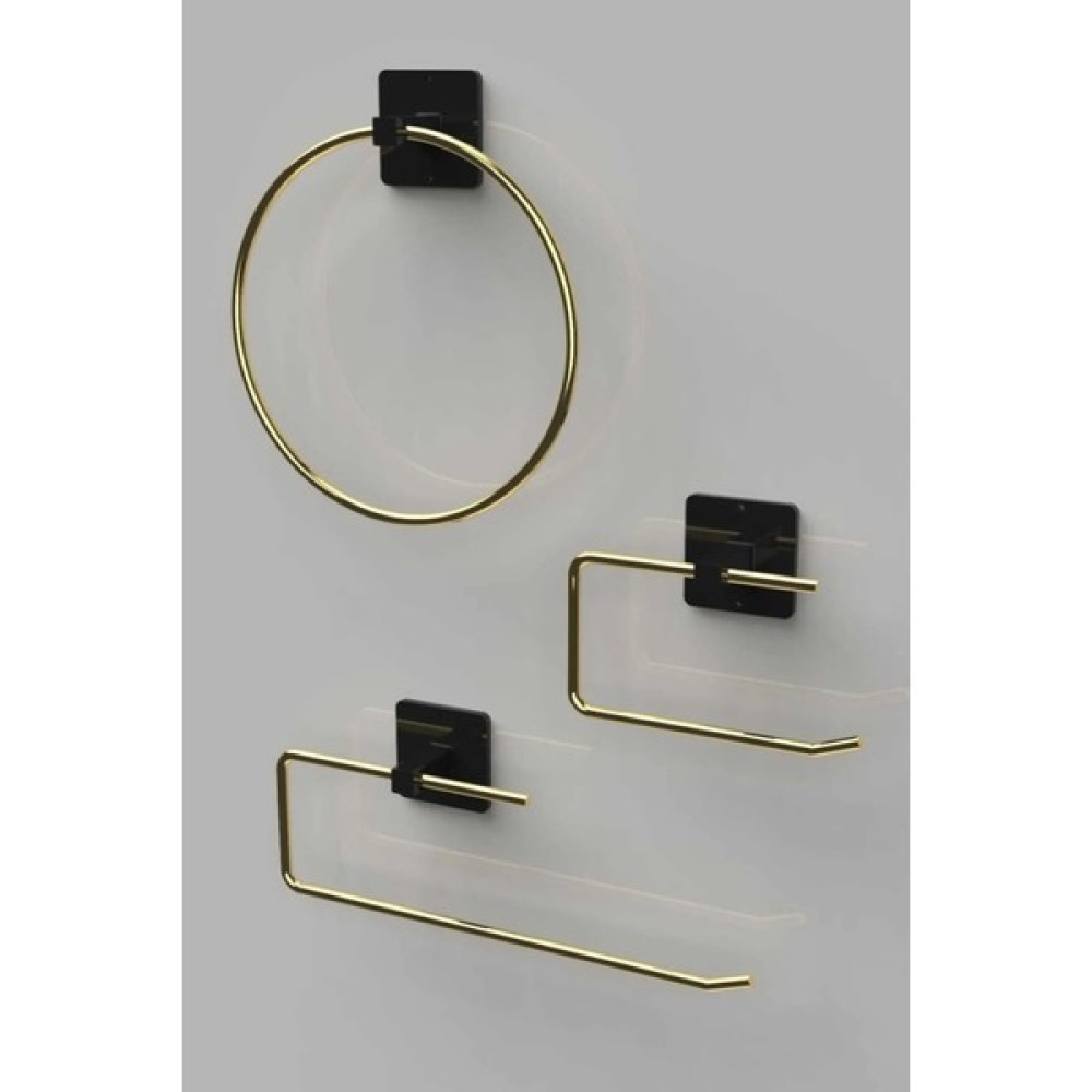 Karteya Yapışkanlı Paslanmaz Gold Rulo Havluluk Wc Kağıtlık ve Çember Havluluk Banyo Mutfak 3'lü Set Banyo Aynası Fiyatı