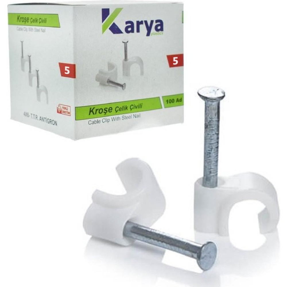 Karya Kroşe 5 Numara 10 mm Çelik Çivili 100'lü Paket 2x4 4x4 Kablolar İçin Kroşe Kablo Tutucu Elektrikli El Aletleri Fiyatı