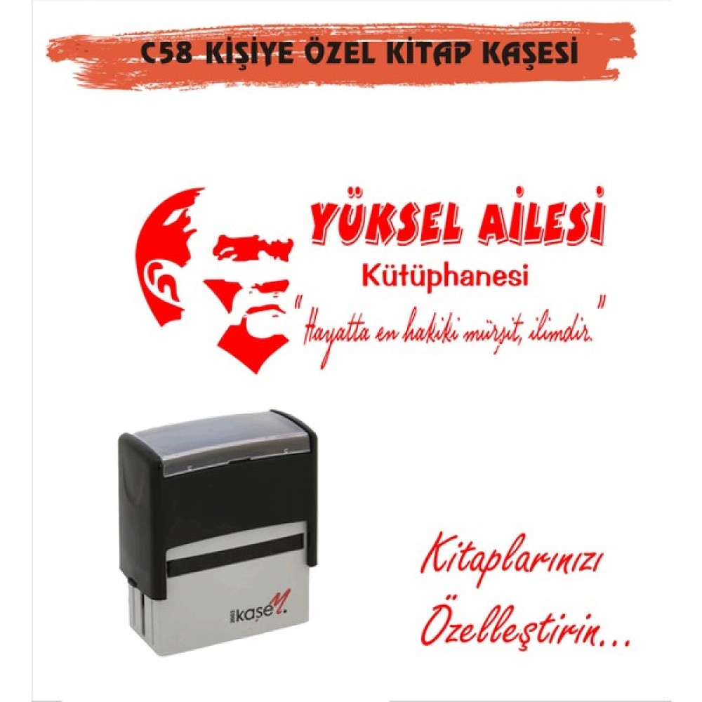 Kaşem Atatürk Temalı Kişiye Özel Kitap Mühürü Kitap Kaşesi C58 Kase Fiyatı