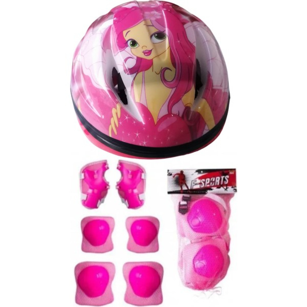 Kask Kız Çocuk Kaskı Bisiklet Kaykay Paten Kaskı ile 4 Parça Pembe Dizlik Dirseklik Koruma Seti 3-8 Yaş arası kullanım için. Motorsiklet Kaskları Fiyatı