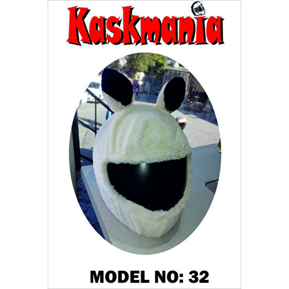 Kaskmania Peluş Kask Kılıfı Man Rabbit - Standart - Beyaz Motorsiklet Kaskları Fiyatı