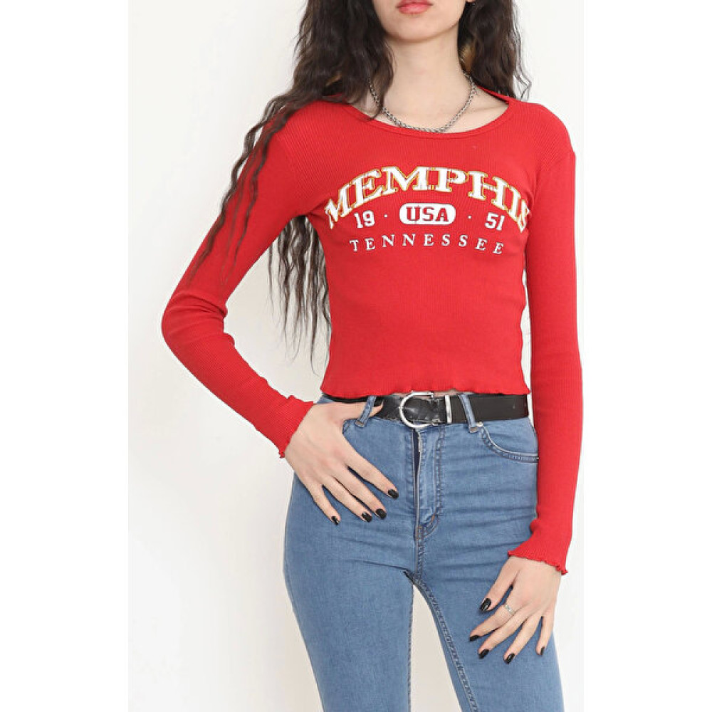 Kaşkorse Baskılı Bluz Kırmızı - 15843.1567. Bluz Fiyatı