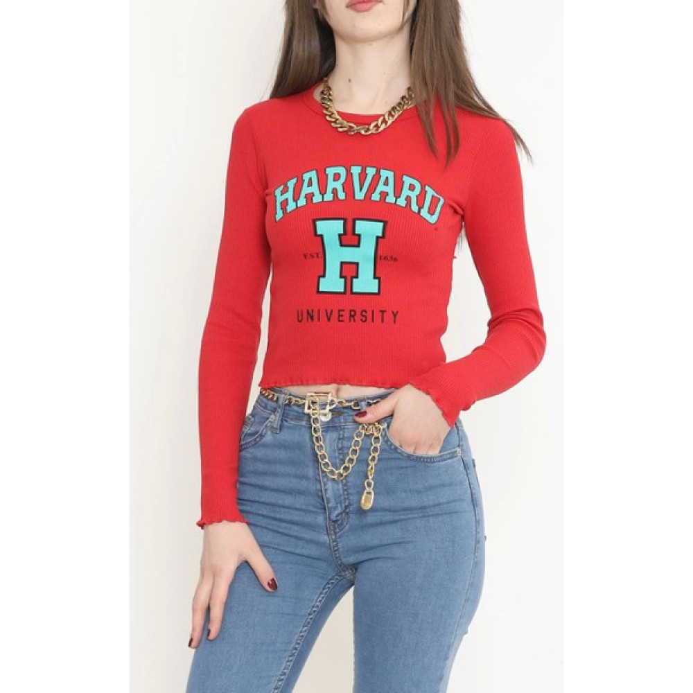 Kaşkorse Baskılı Bluz Kırmızı - 15844.1567. Bluz Fiyatı