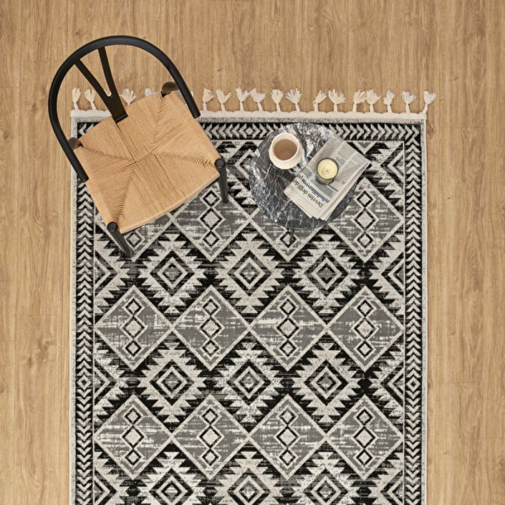 Kaşmir Halı 7/24 Iskandinav Olaf Black 120X180 cm - Siyah - 120 x 180 cm Salon Halısı Fiyatı