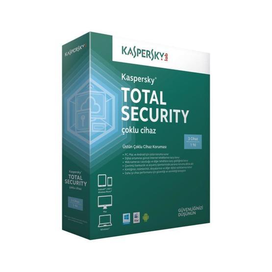 Kaspersky Total Security 2015 3 Kullanıcı 1 Yıl Güvenlik Yazılımı