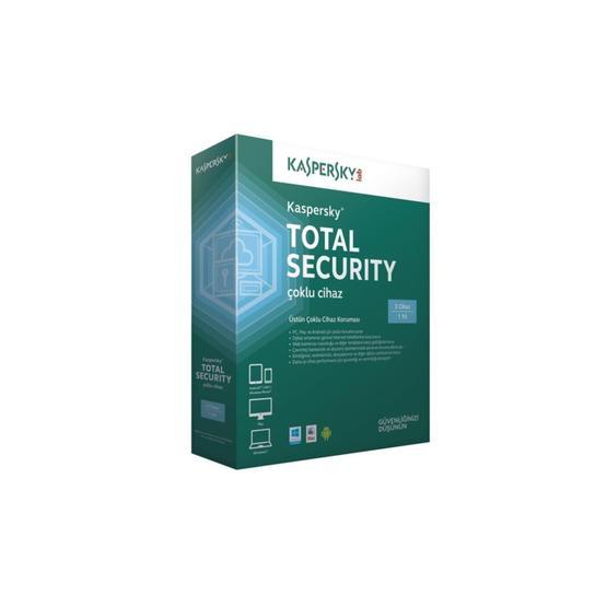 Kaspersky Total Security 2015 3 Kullanıcı 1 Yıl Güvenlik Yazılımı