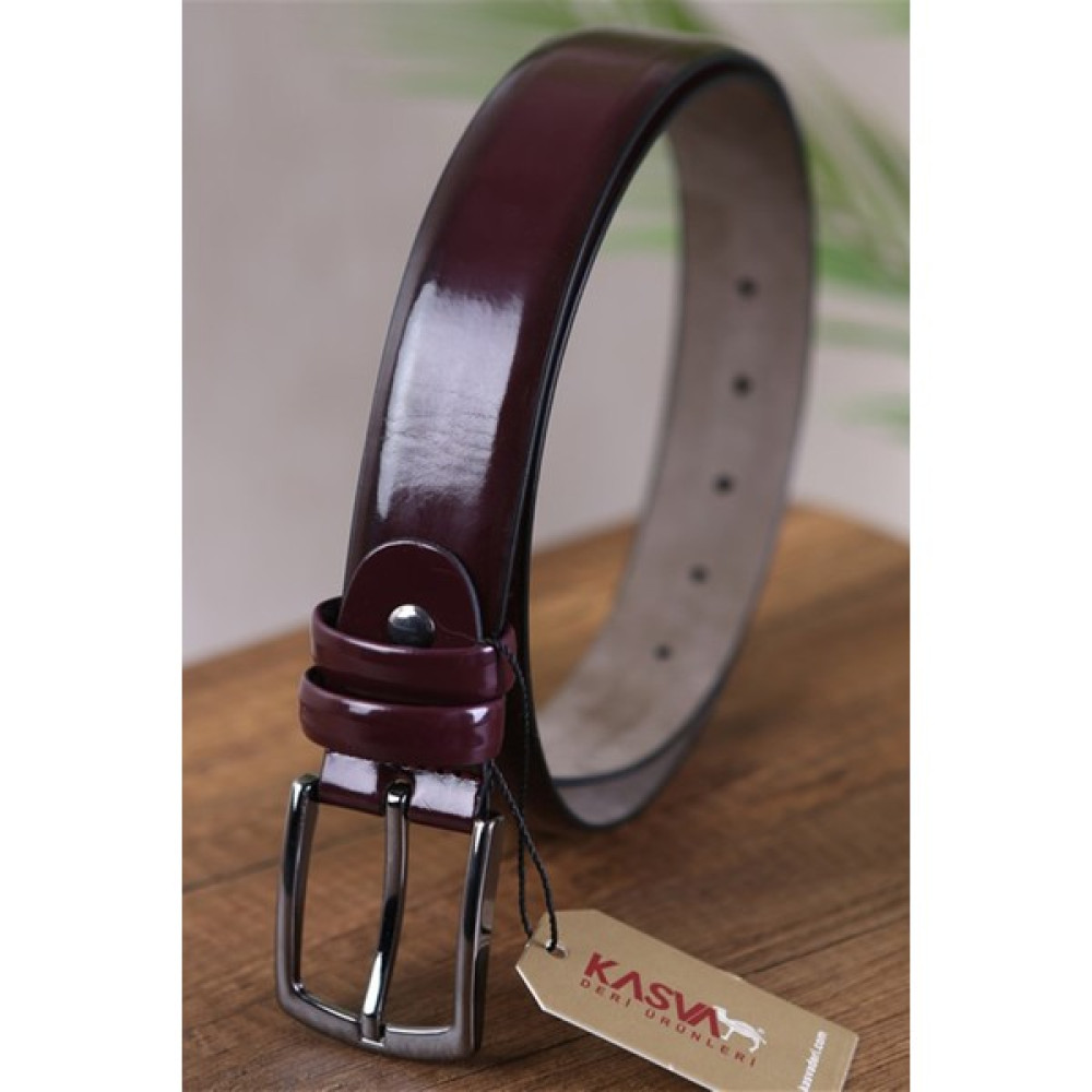 Kasva Deri 3.5 cm Bordo Rugan Düz Suni Klasik Kemer Erkek Kemeri Fiyatı