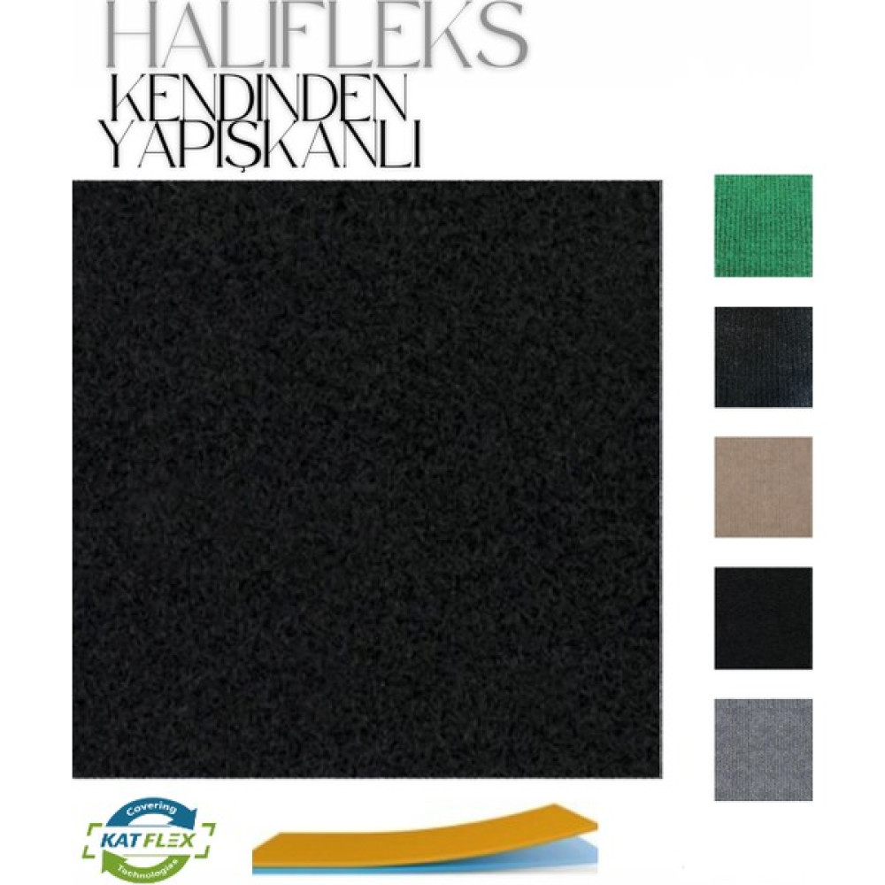 Katflex Halıflex Kendinden Yapışkanlı Duvardan Duvara Antrasit Halıfleks Halı Keçe Zemin Kaplama - 50 x 50 cm Salon Halısı Fiyatı